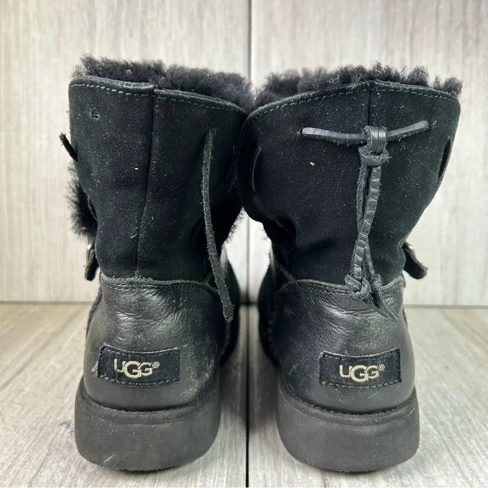 UGG Australia Tacey Shearling Black Winter Boots Warm Shoes‎ Youth Girls Size 5